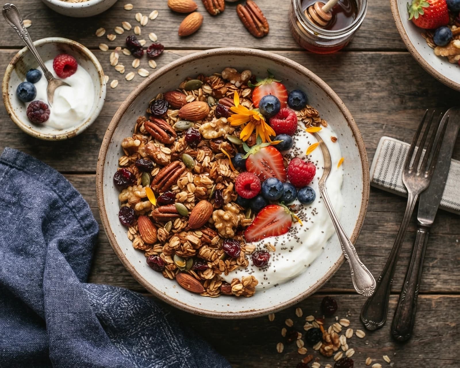 Mélange croustillant de céréales, graines et fruits secs
